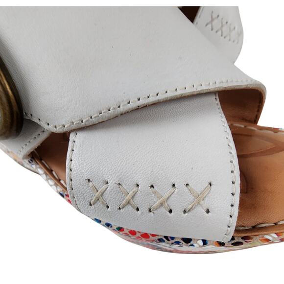 Born Curstyn White Leather Floral Wedge Sandals 7M Comfort Hippie Summergirl - Picture 9 of 9